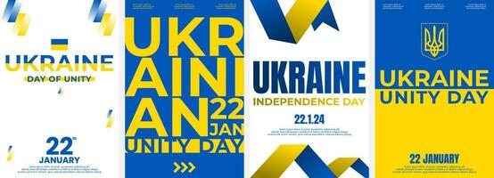 Oekraïne onafhankelijkheid eenheid dag achtergrond. reeks van 4 modern gemakkelijk achtergrond vector illustratie vlak stijl. geschikt voor poster, omslag, advertenties, sociaal banier, of folder