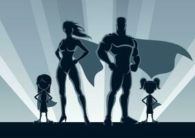 superheld familie met meisjes vector