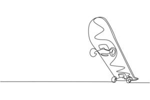 één enkele lijntekening van oud retro skateboard. hipster extreem klassiek lang bord sportconcept continu grafisch lijntekening ontwerp vectorillustratie vector
