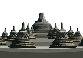 borobudur tempel vector met wit achtergrond.