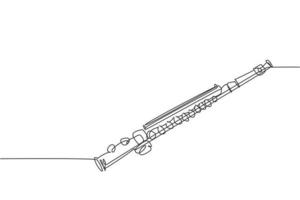 één doorlopende lijntekening van klassieke fluit. blaasmuziek instrumenten concept. moderne enkele lijn tekenen ontwerp vector grafische afbeelding