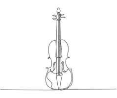 enkele doorlopende lijntekening van viool op witte achtergrond. trendy snaarmuziek instrumenten concept een lijn tekenen ontwerp grafische vectorillustratie vector