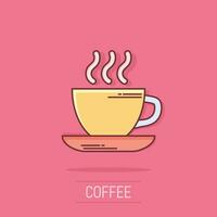 koffie, thee kop icoon in grappig stijl. koffie mok vector tekenfilm illustratie pictogram. drinken bedrijf concept plons effect.