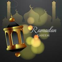 Islamitisch achtergrond met lantaarn en bokeh effect. Ramadan kareem vector ontwerp