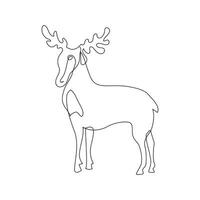 minimalistische eland hert icoon lijn kunst. grafisch afdrukken. lineair contour tekening van een dier. wild dieren. hoorns. vector zwart en wit illustratie.