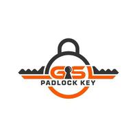 logo illustratie van een hangslot met de brieven gsl vector