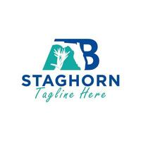 staghorn koraal illustratie logo met de brief ab vector