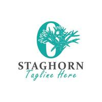 logo illustratie van staghorn koraal met de brief O vector