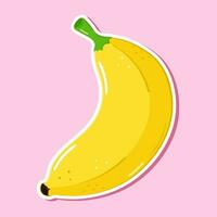 sticker banaan karakter. vector hand- getrokken tekenfilm kawaii karakter illustratie icoon. geïsoleerd Aan roze achtergrond. banaan karakter concept