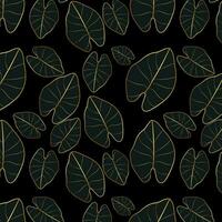 luxe goud en natuur groen achtergrond vector bloemen patroon gouden monstera fabriek lijn kunsten