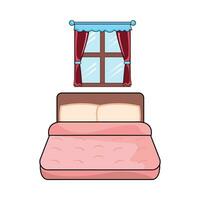 dubbele bed in slaapkamer met venster illustratie vector