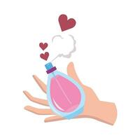 fles parfum verstuiven in hand- illustratie vector