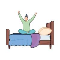 persoon wakker worden omhoog in dubbele bed illustratie vector