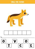 spelling spel voor peuter- kinderen. schattig tekenfilm coyote. vector