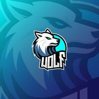 wolf hoofd mascotte esport vector illustratie. carnivoor gaming team mascotte embleem.