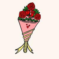 illustratie van een bloem geschenk voor Valentijnsdag dag in een vlak ontwerp stijl vector