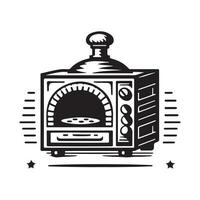 wijnoogst hand- getrokken illustratie logo van traditioneel steen pizza oven vector