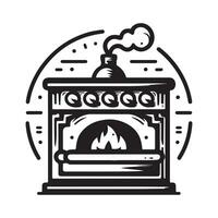 wijnoogst hand- getrokken illustratie logo van traditioneel steen pizza oven vector