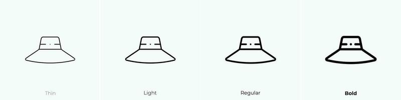 Pamela hoed icoon. dun, licht, regelmatig en stoutmoedig stijl ontwerp geïsoleerd Aan wit achtergrond vector