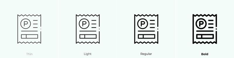 parkeren ticket icoon. dun, licht, regelmatig en stoutmoedig stijl ontwerp geïsoleerd Aan wit achtergrond vector