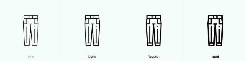 broek icoon. dun, licht, regelmatig en stoutmoedig stijl ontwerp geïsoleerd Aan wit achtergrond vector