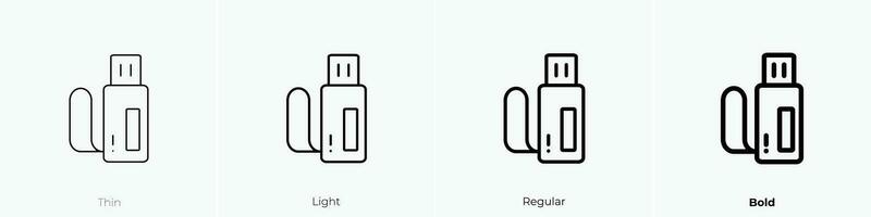 pendrive icoon. dun, licht, regelmatig en stoutmoedig stijl ontwerp geïsoleerd Aan wit achtergrond vector