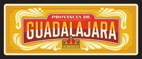 guadalajara Spanje provincie blik teken, reizen bord vector