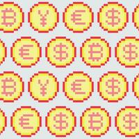 pixel valuta munten naadloos patroon vector