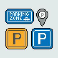 pixel parkeren zone teken vector