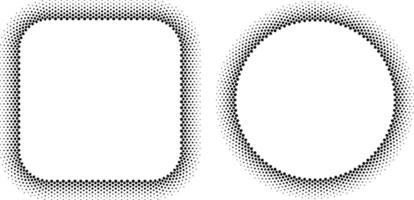 cirkel en plein dots halftone kader reeks vector