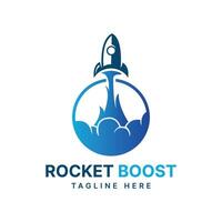 raket boost logo ontwerp creatief modern minimaal concept vector