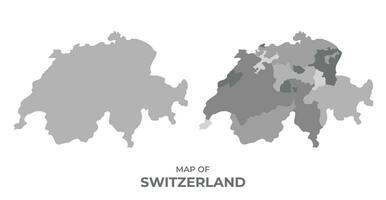 grijswaarden vector kaart van Zwitserland met Regio's en gemakkelijk vlak illustratie