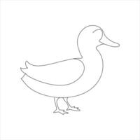 een eend doorlopend single lijn tekening vector illustratie. doorlopend schets van dier vogel icoon.