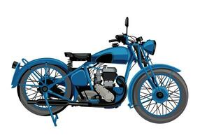 blauw wijnoogst motorfiets vector met geïsoleerd wit achtergrond.