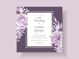 paarse bloemen bruiloft uitnodiging sjabloon vector