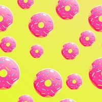 Naadloos patroon als achtergrond met heerlijke donuts. Vector cartoon illustratie