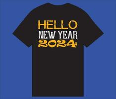 Hallo nieuw jaar 2024 t overhemd ontwerp vector