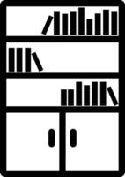 boekenplank icoon. boekenkast meubilair teken. bindmiddel symbool. kantoor kabinet met mappen en planken. vlak stijl. vector