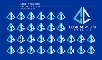 lijn abstract piramide eerste brief c cc logo ontwerp reeks vector