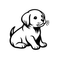 vector illustratie logo icoon puppy silhouet tegen een wit backdrop