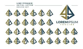 reeks van meetkundig piramide kleine letters brief g gg logo, aantal 9 99 ontwerp vector