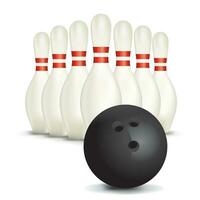 bowling bal en pinnen geïsoleerd Aan wit vector