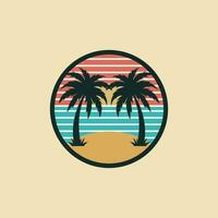 tropisch eiland concept logo ontwerp vector met palm bomen