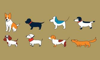 reeks van gemakkelijk hond doodles vector illustratie. tekening schetsen van verschillend hond rassen