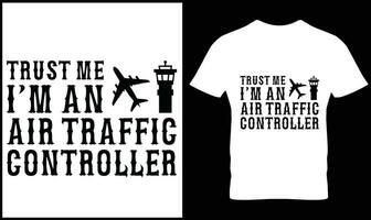 lucht verkeer controleur t-shirt ontwerp grafisch. vector