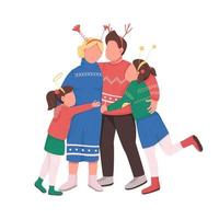 familie op kerst semi-egale kleur vector tekens. staande figuren. full body mensen op wit. Nieuwjaar geïsoleerde moderne cartoon stijl illustratie voor grafisch ontwerp en animatie