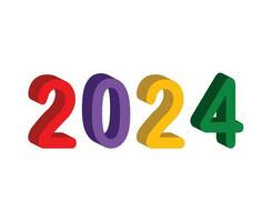 gelukkig nieuw jaar 2024 abstract veelkleurig grafisch ontwerp vector logo symbool illustratie