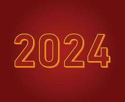 2024 gelukkig nieuw jaar abstract geel grafisch ontwerp vector logo symbool illustratie met rood achtergrond