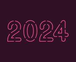 gelukkig nieuw jaar 2024 abstract roze grafisch ontwerp vector logo symbool illustratie met Purper achtergrond