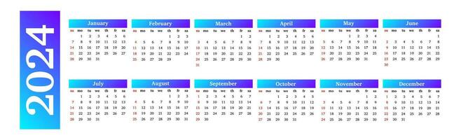 kalender voor 2024 geïsoleerd Aan een wit achtergrond vector